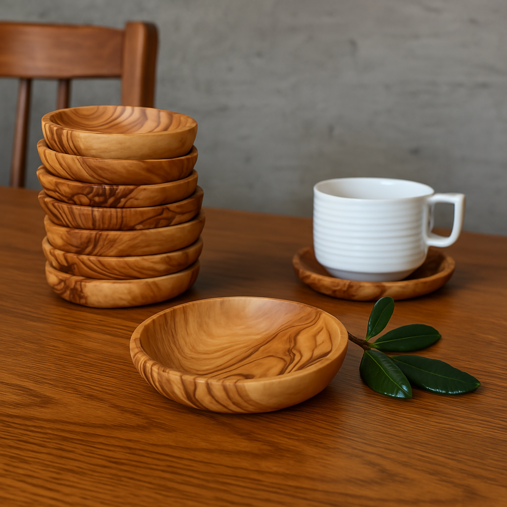 Handcrafted Olive Wood Coaster – Customizable Snack Dish or Tea Cup Plate