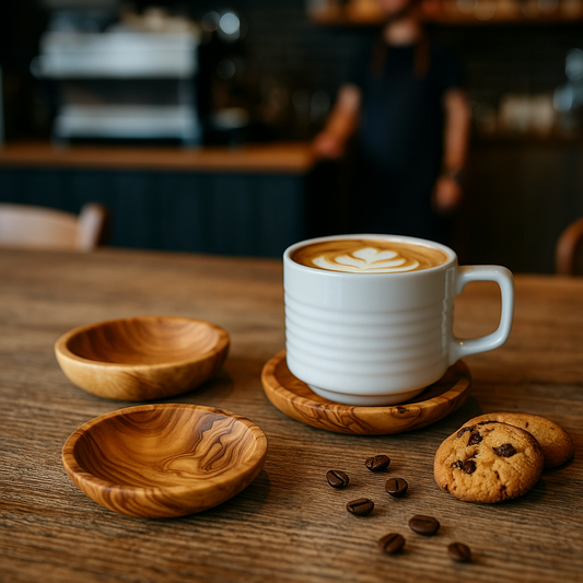 Handcrafted Olive Wood Coaster – Customizable Snack Dish or Tea Cup Plate