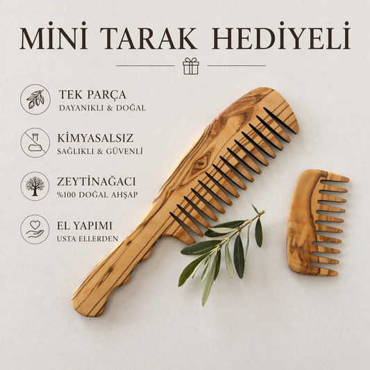 Zeytin Ağacı Geniş Dişli Tarak, El Yapımı Ahşap Saç Fırçası, Ahşap Tarak