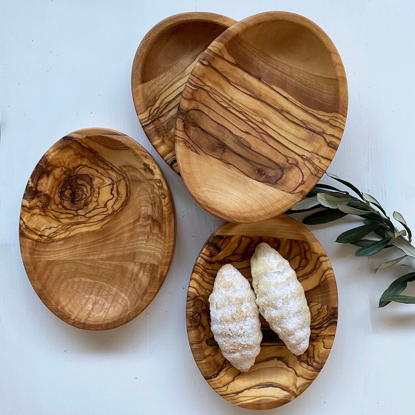 Zeytin Ağacından Eliptik Tabaklar, Meyve ve Sebzeler İçin Ahşap Servis Tabakları, Oval Atıştırmalık Tabakları
