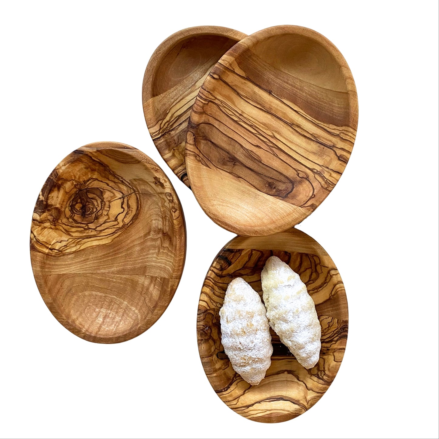 Zeytin Ağacından Eliptik Tabaklar, Meyve ve Sebzeler İçin Ahşap Servis Tabakları, Oval Atıştırmalık Tabakları