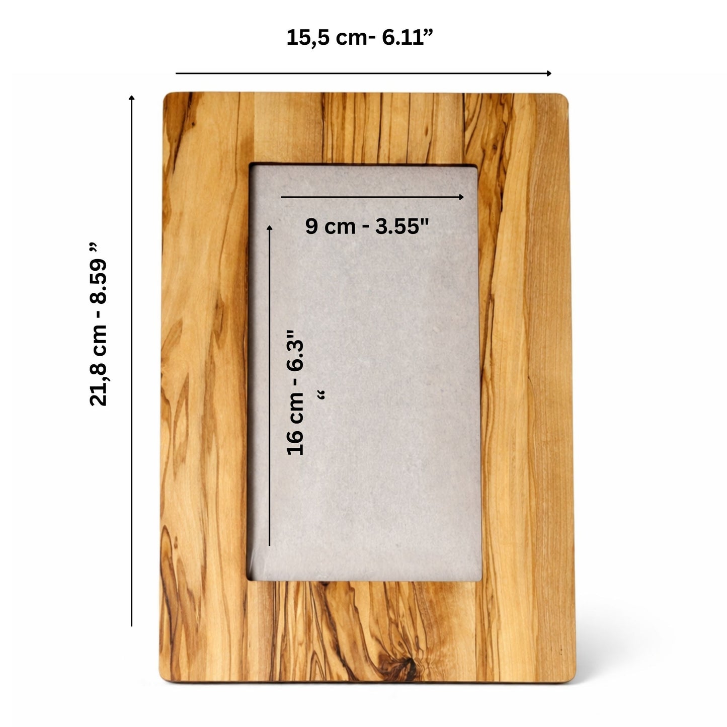 Kişiye Özel Zeytin Ağacı Fotoğraf Çerçevesi – El Yapımı, Çift Yönlü (Dikey ve Yatay)