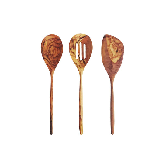 Olive Wood Organic Cutlery, Olive Wood Serving Spoon Set