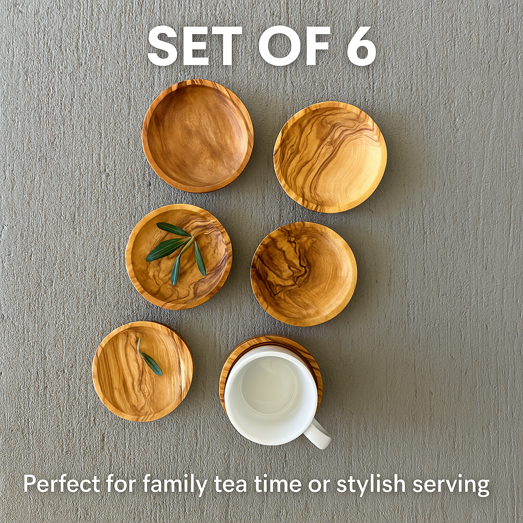 Handcrafted Olive Wood Coaster – Customizable Snack Dish or Tea Cup Plate
