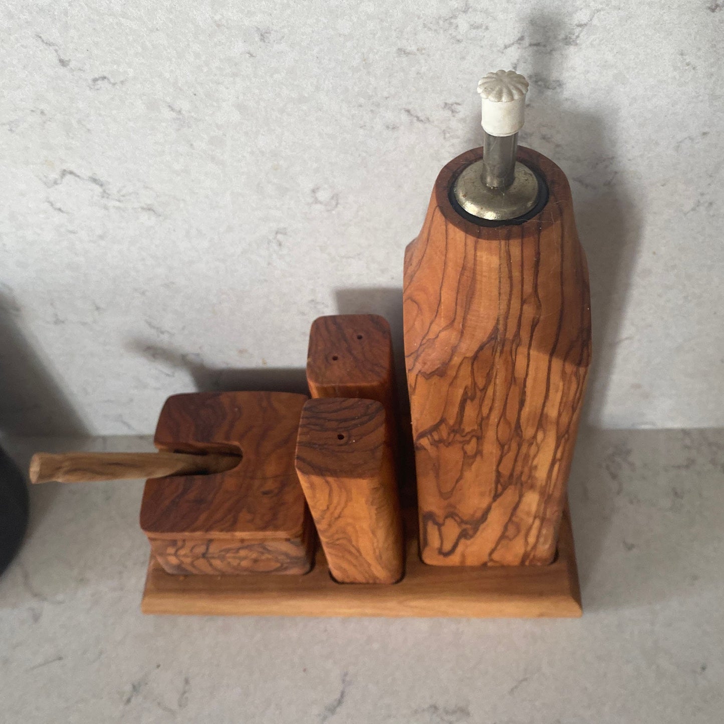 Handcrafted Olive Wood Dining Table Condiment Set - Hector Menage Set