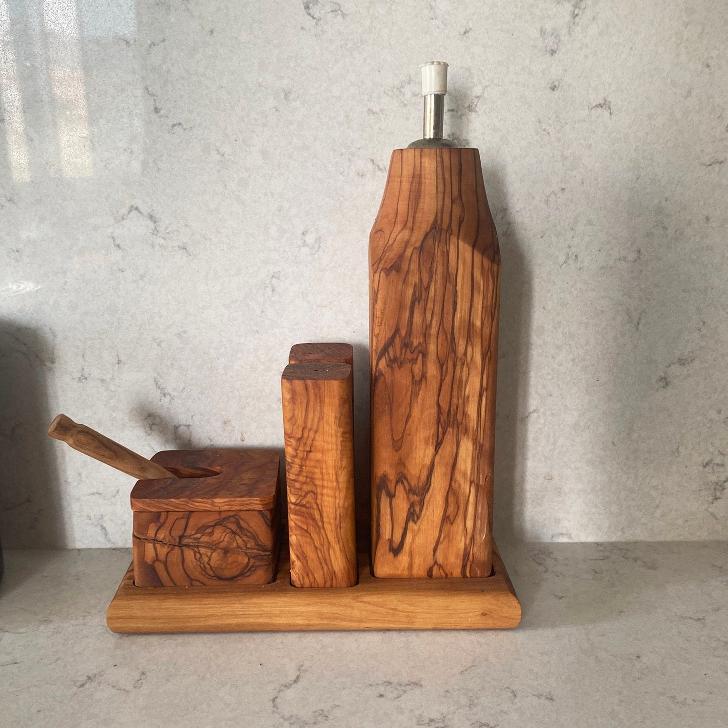 Handcrafted Olive Wood Dining Table Condiment Set - Hector Menage Set