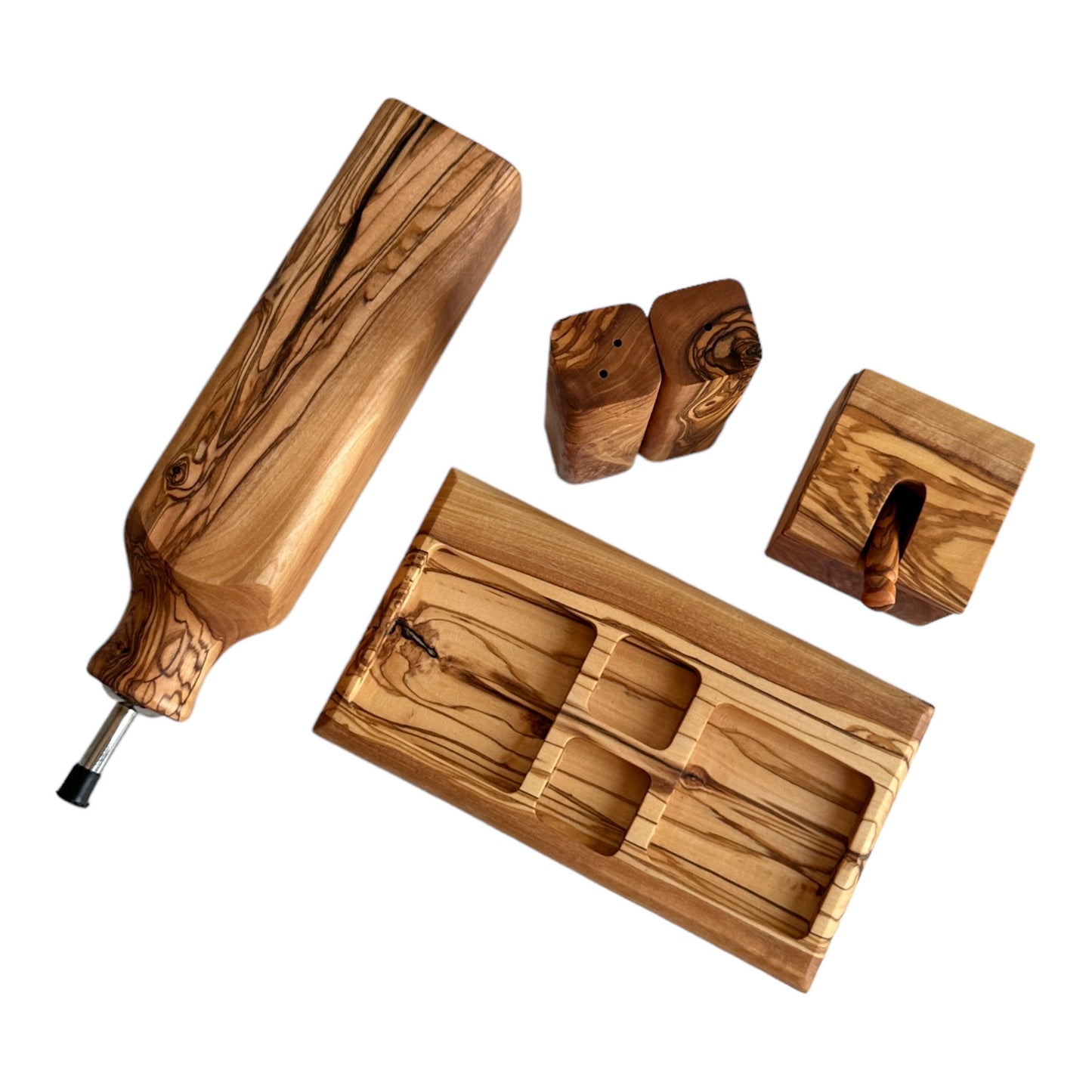 Handcrafted Olive Wood Dining Table Condiment Set - Hector Menage Set