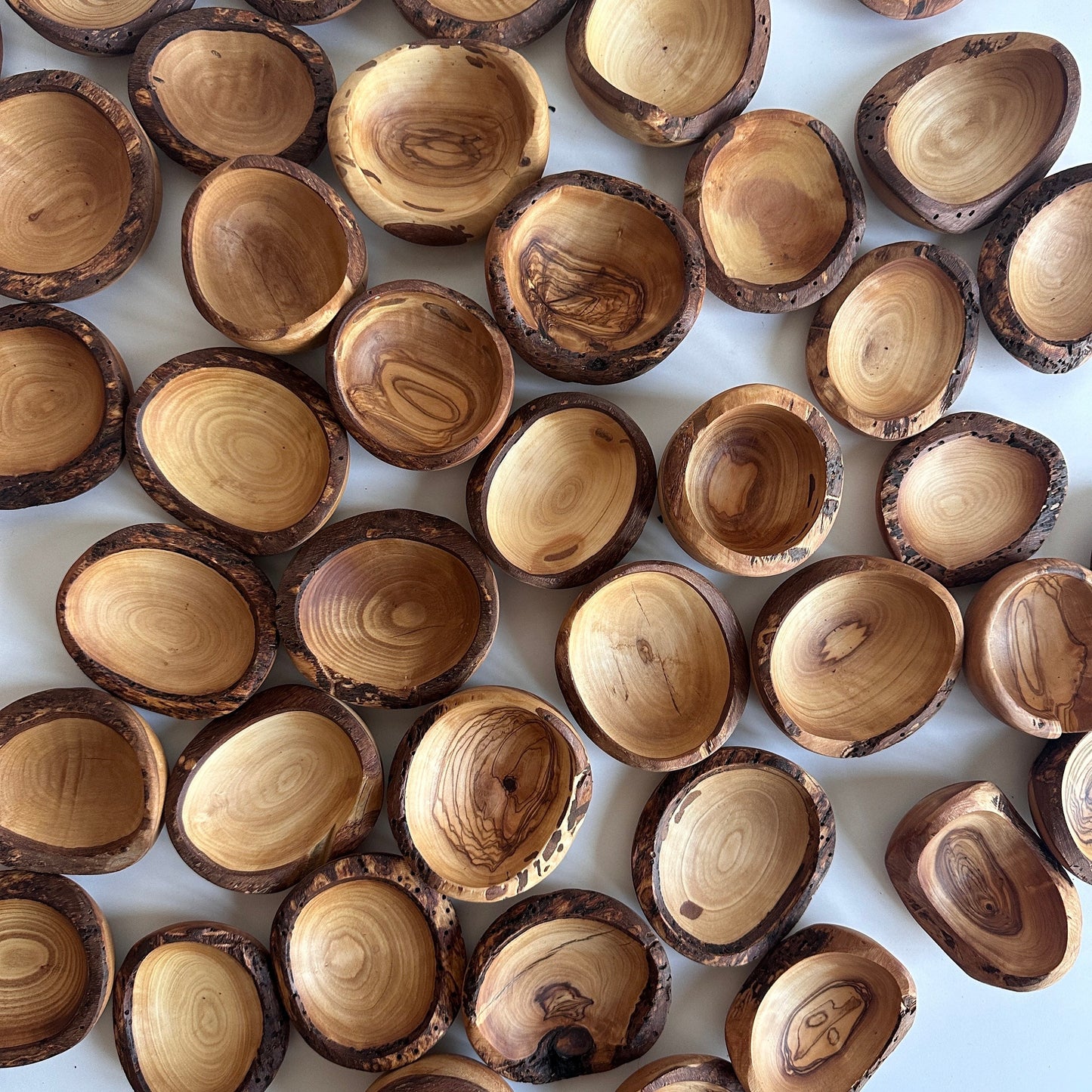 Toplu Deforme Zeytin Ağacı Rustik Mini Kaseler, Rustik Küçük Tabaklar