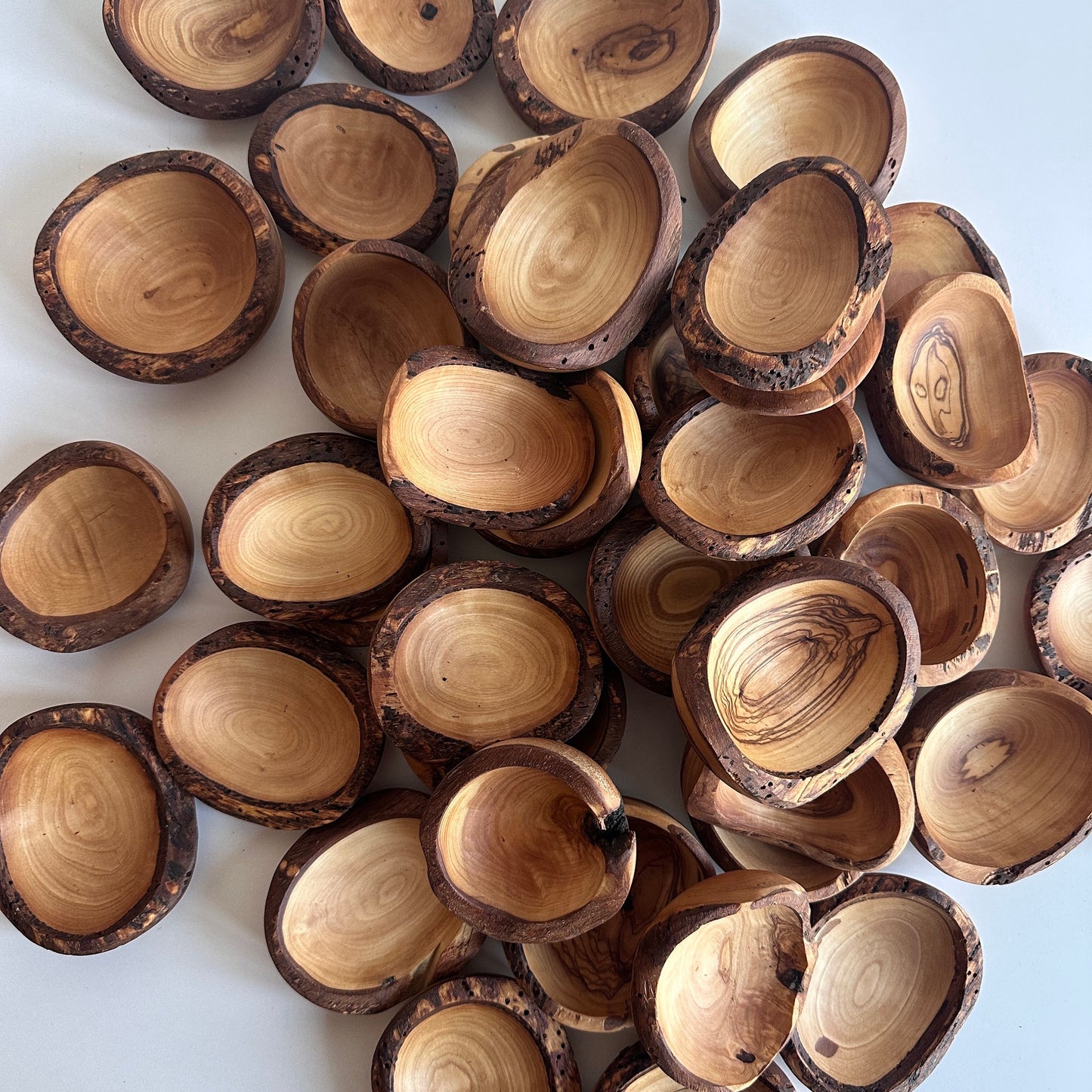 Toplu Deforme Zeytin Ağacı Rustik Mini Kaseler, Rustik Küçük Tabaklar