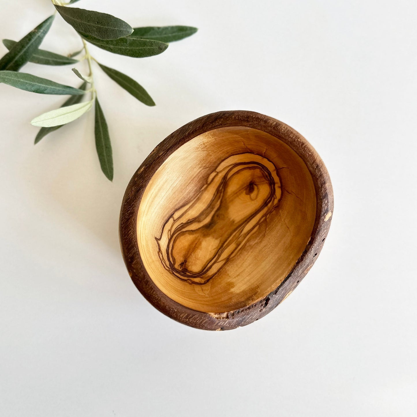 Zeytin Ağacı Rustik Kaseler, Doğal Ahşap Kenar Kase 10 cm / 3,94 "