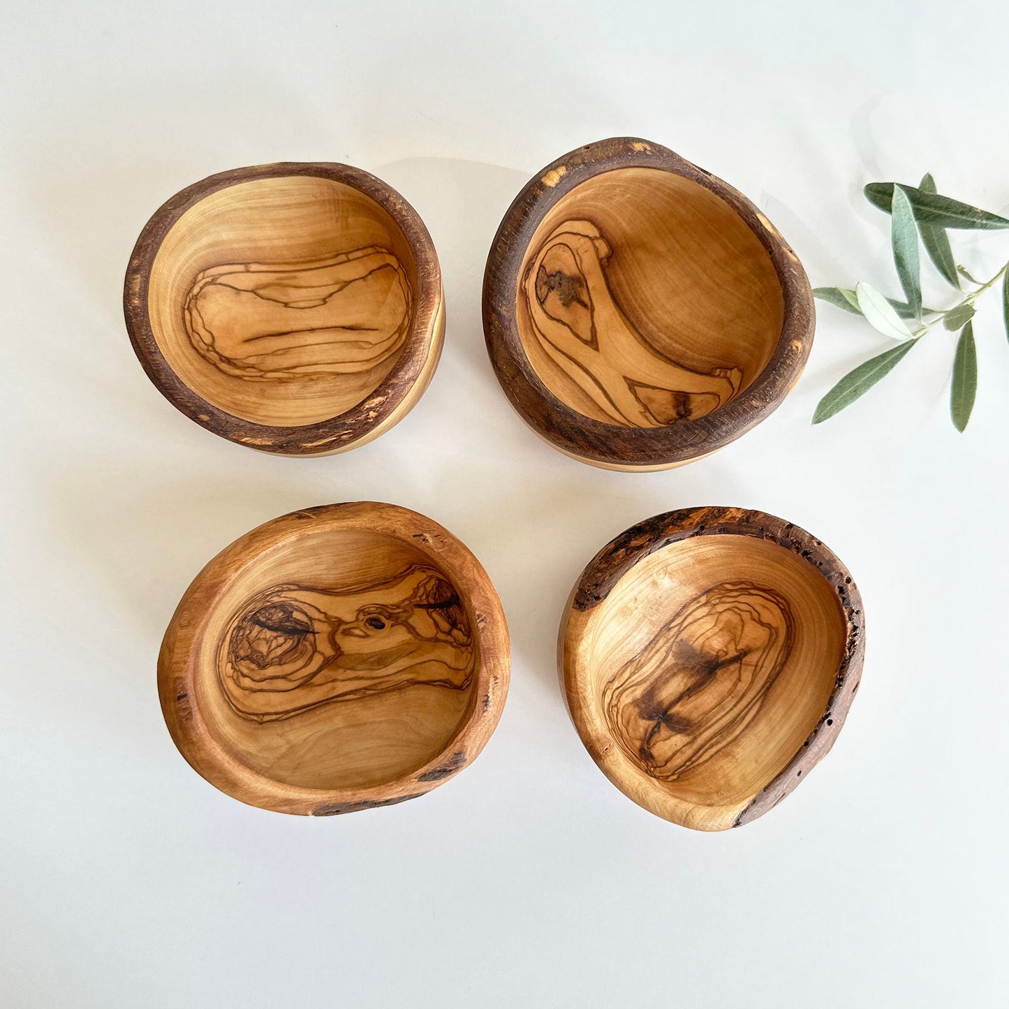 Zeytin Ağacı Rustik Kaseler, Doğal Ahşap Kenar Kase 10 cm / 3,94 "