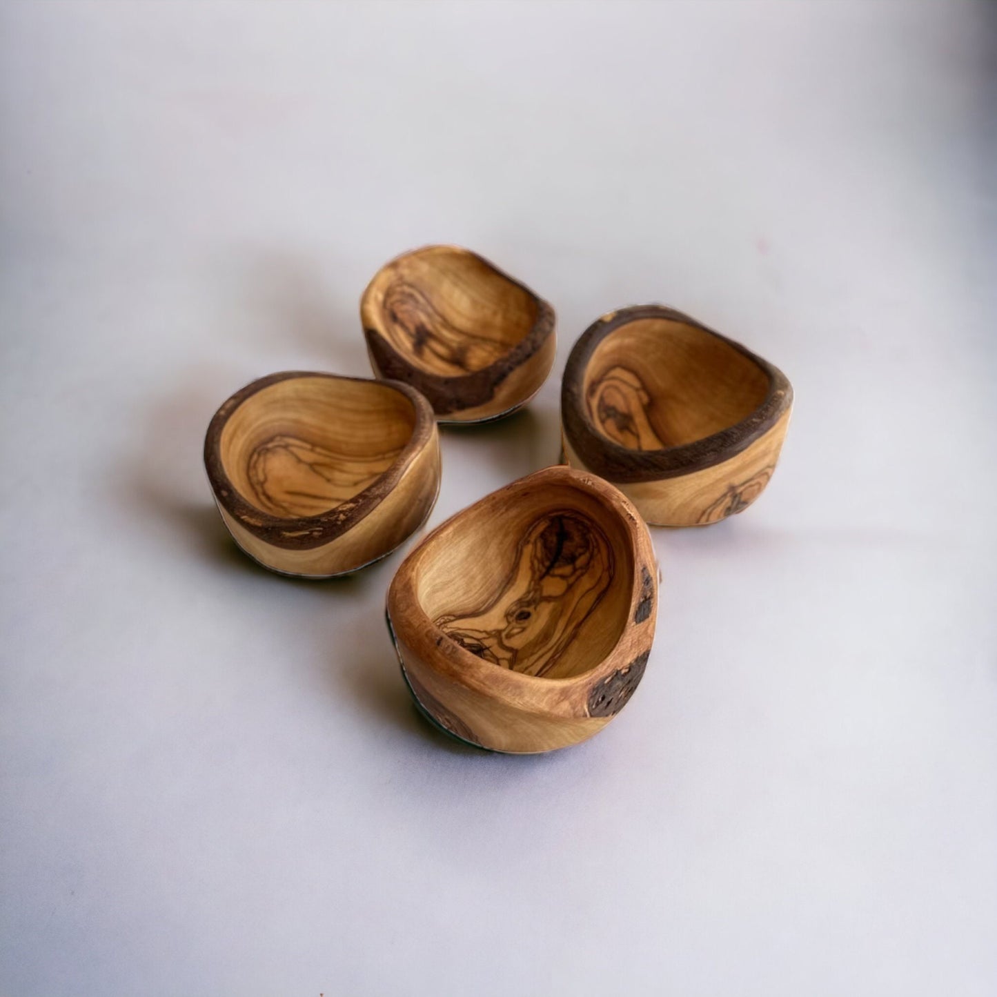 Zeytin Ağacı Rustik Kaseler, Doğal Ahşap Kenar Kase 10 cm / 3,94 "