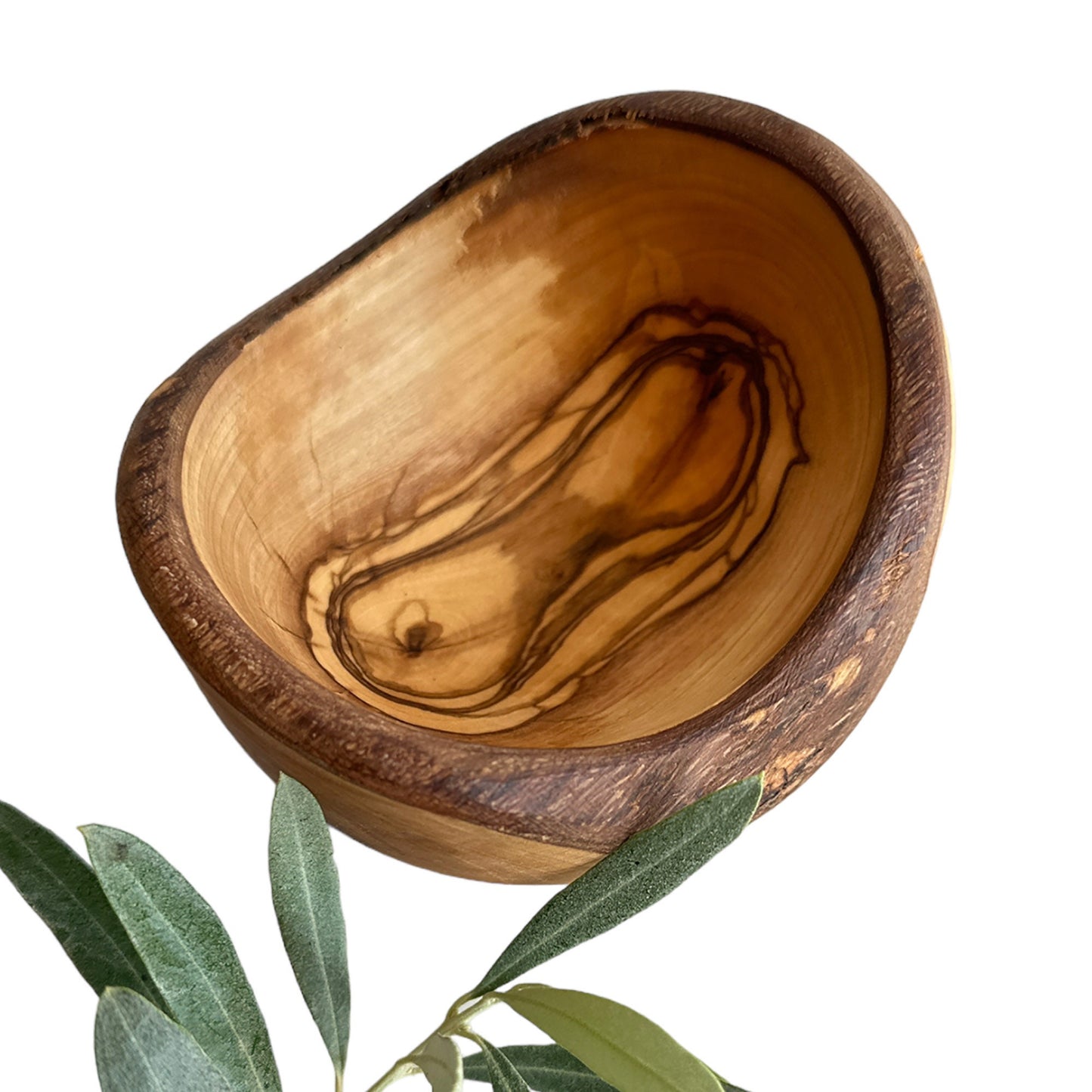 Zeytin Ağacı Rustik Kaseler, Doğal Ahşap Kenar Kase 10 cm / 3,94 "