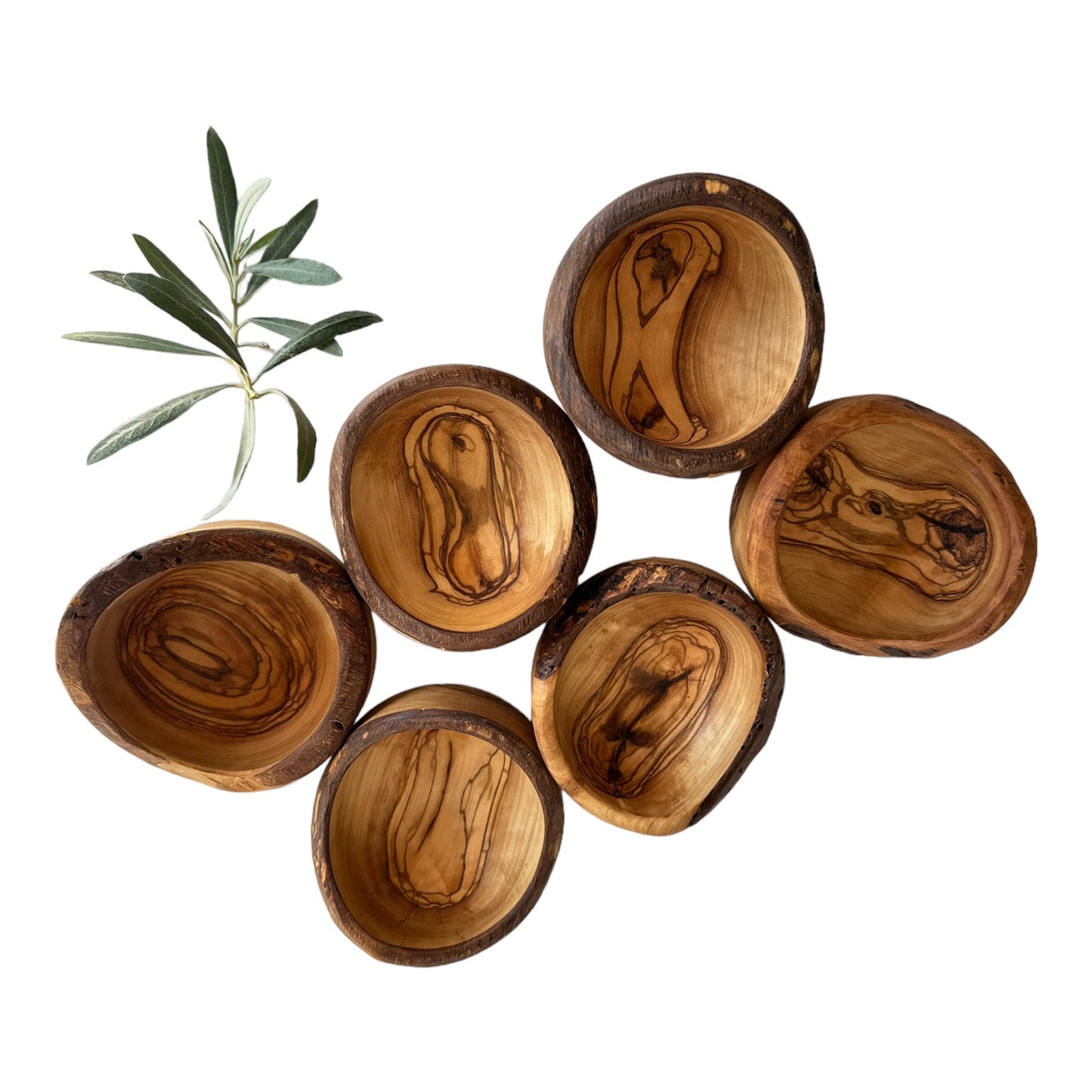 Zeytin Ağacı Rustik Kaseler, Doğal Ahşap Kenar Kase 10 cm / 3,94 "