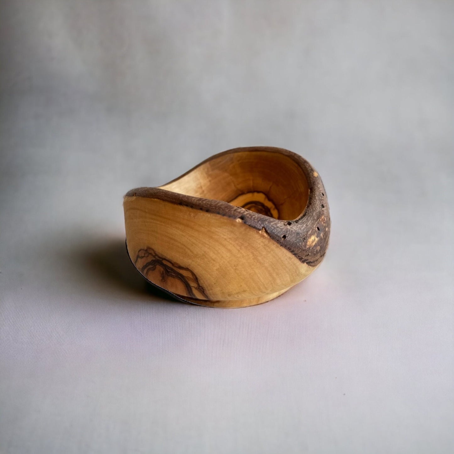 Zeytin Ağacı Rustik Kaseler, Doğal Ahşap Kenar Kase 10 cm / 3,94 "
