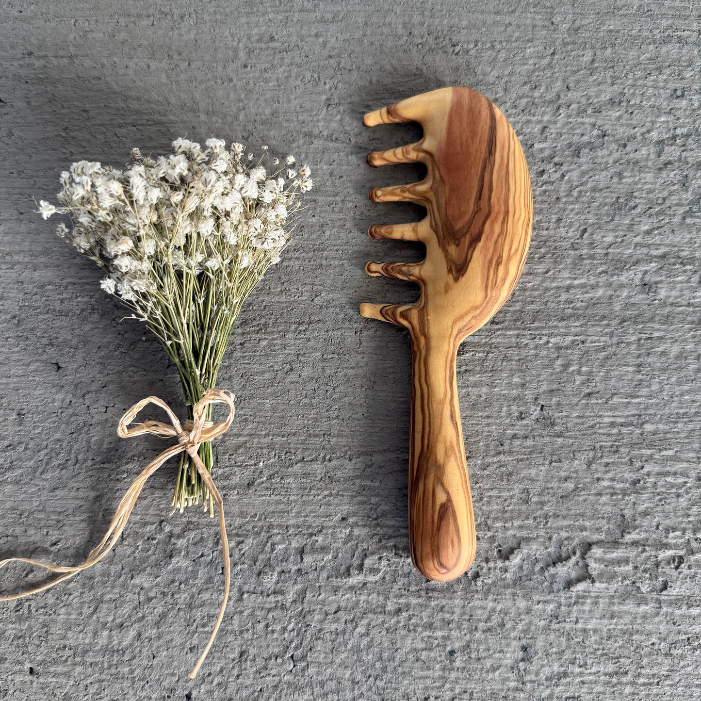 Personalized Olive Wood Comb for Girls |  Handmade & Natural