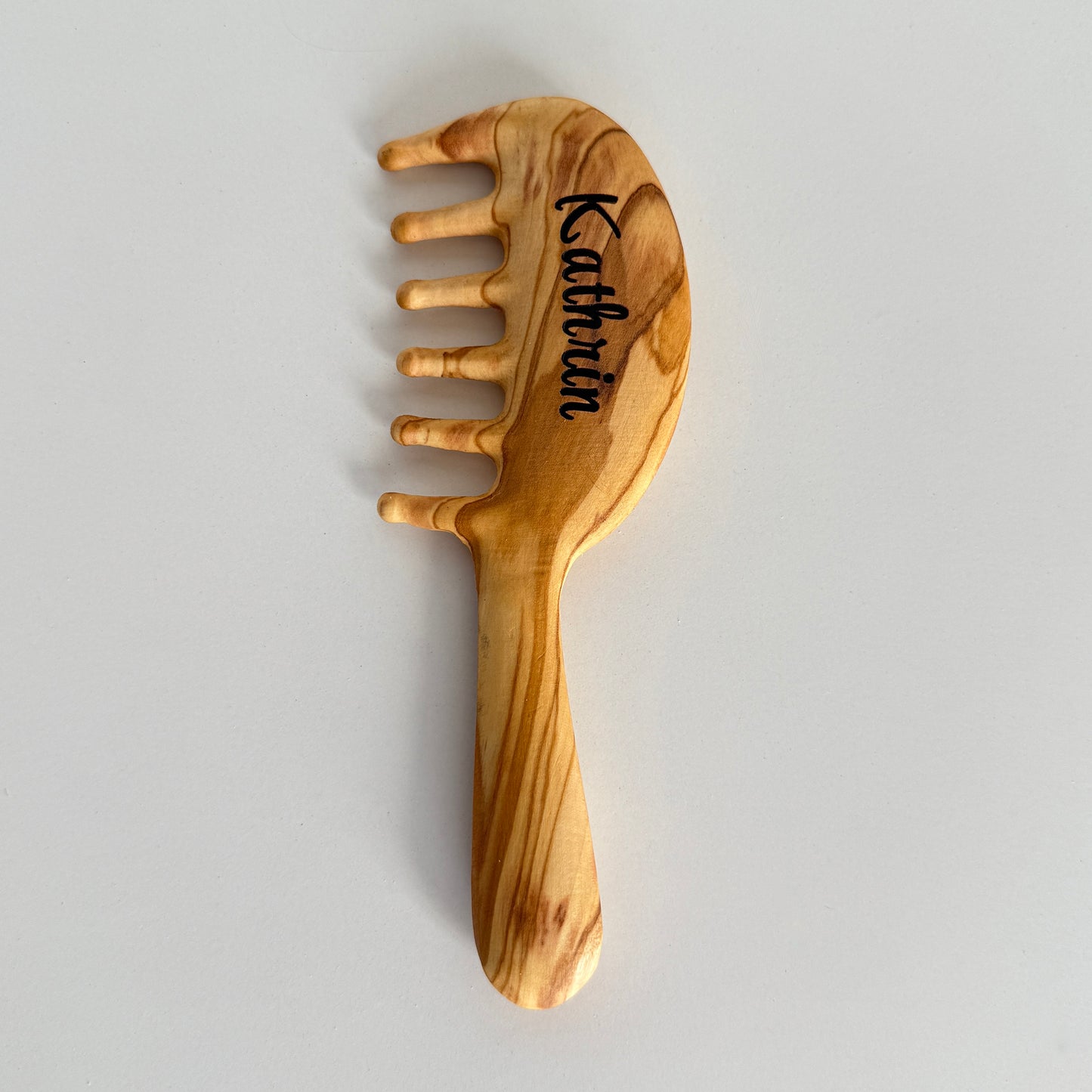 Personalized Olive Wood Comb for Girls |  Handmade & Natural