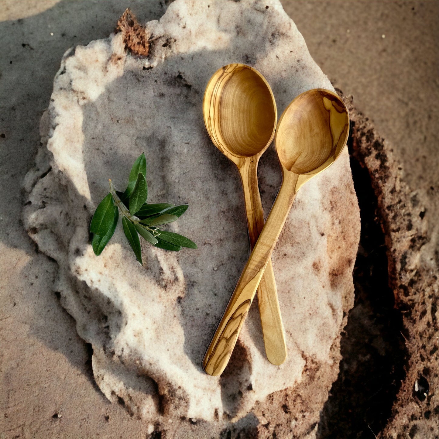 Functional and Elegant Spoon Set, Olive Wood Serving and Cooking Spoons