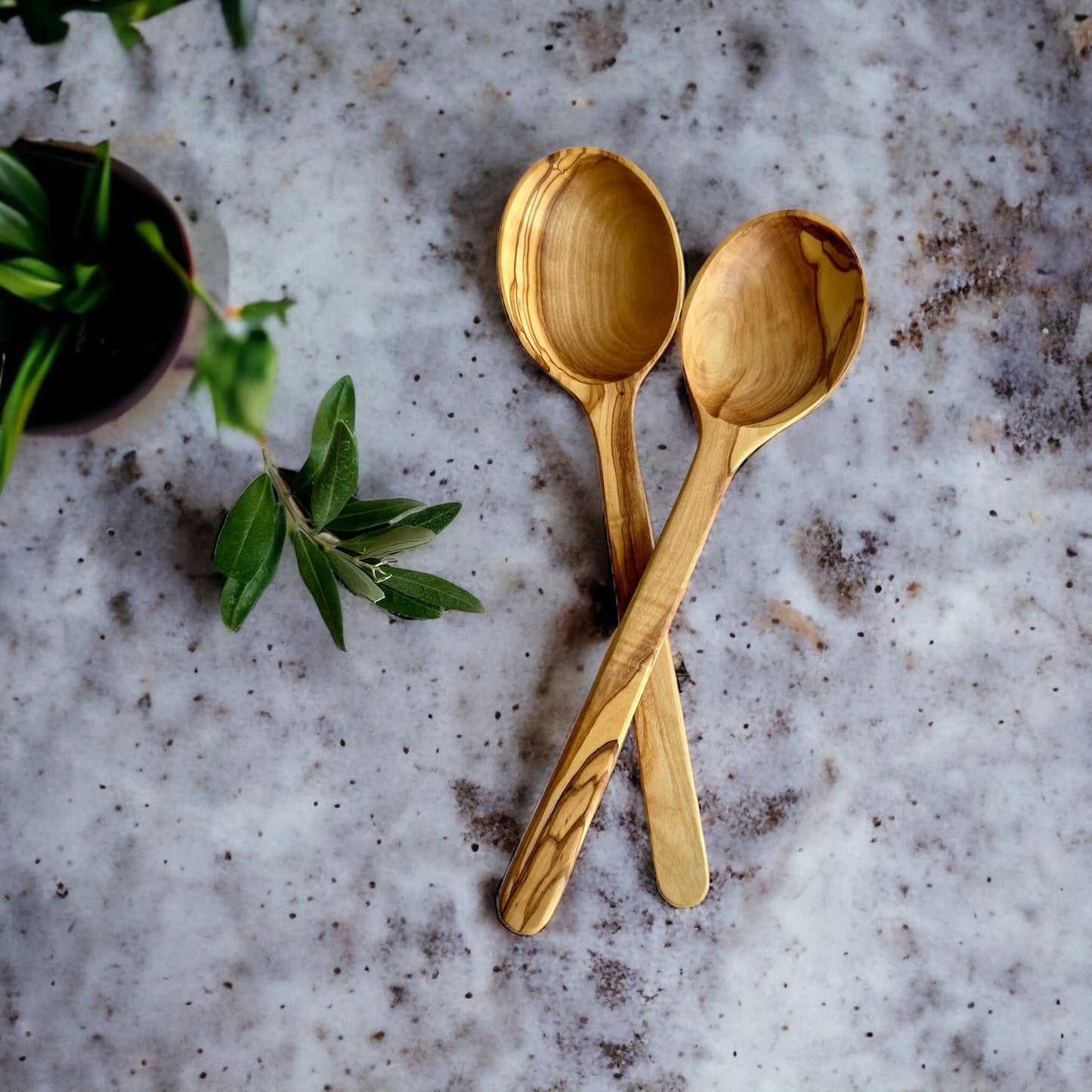 Functional and Elegant Spoon Set, Olive Wood Serving and Cooking Spoons