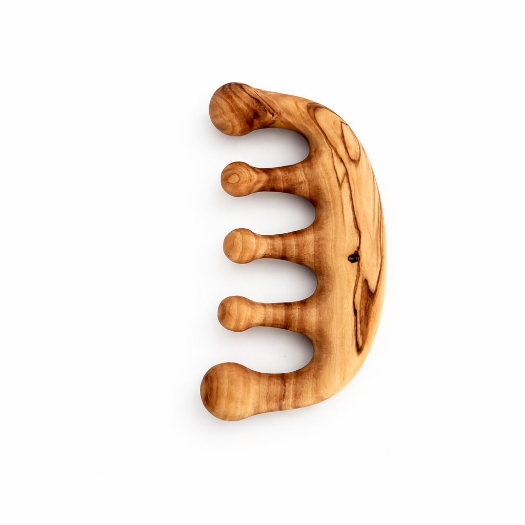 Olive Wood Gua Sha Massage Tool | Wooden Lymphatic Comb for Face & Body | Natural Muscle Tension & Circulation Relief