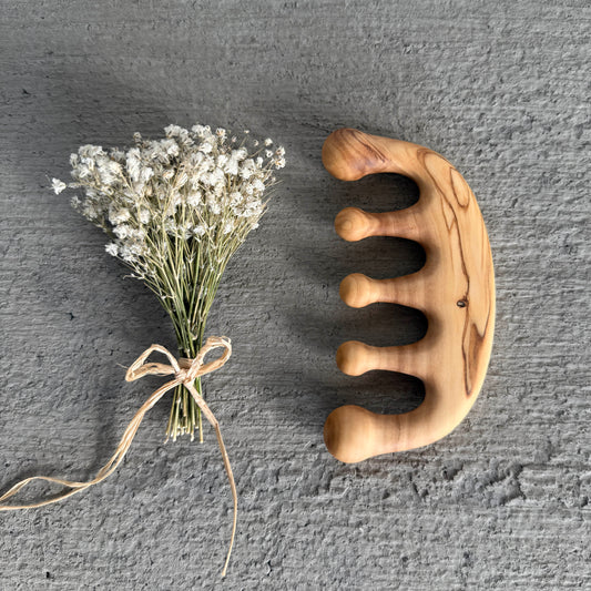 Zeytin Ağacı Gua Sha Masaj Aleti | Ahşap Lenfatik Tarak | Yüz ve Vücut İçin Doğal Masaj & Dolaşım Destekleyici

