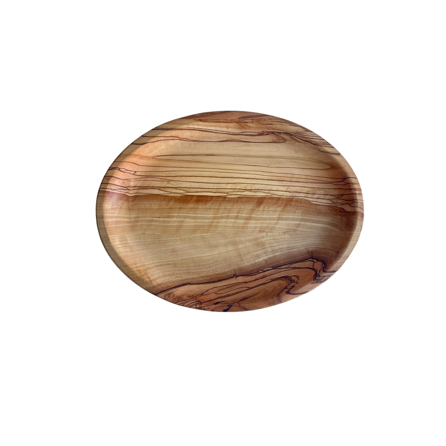 Olive Wood Elliptic Plates, Wooden Serving Plates for Fruit and Vegetables, Oval Snack Dishes