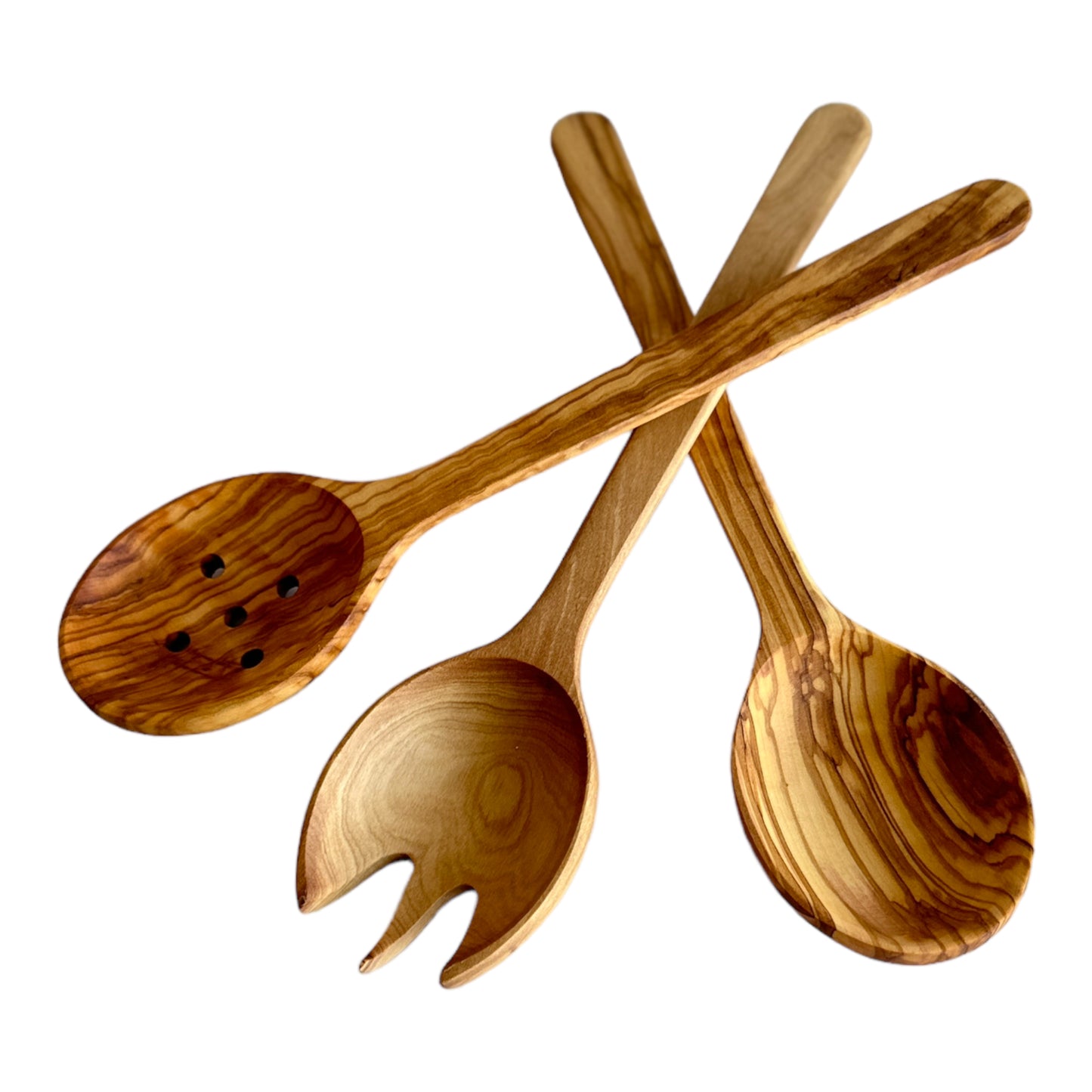 Functional and Elegant Spoon Set, Olive Wood Serving and Cooking Spoons