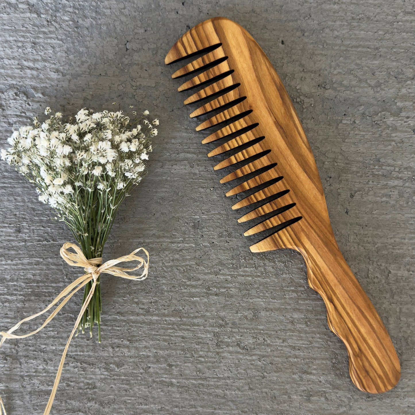 Zeytin Ağacı Geniş Dişli Tarak, El Yapımı Ahşap Saç Fırçası, Ahşap Tarak
