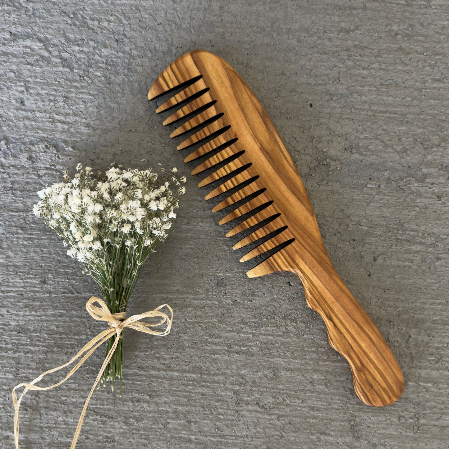 Zeytin Ağacı Geniş Dişli Tarak, El Yapımı Ahşap Saç Fırçası, Ahşap Tarak