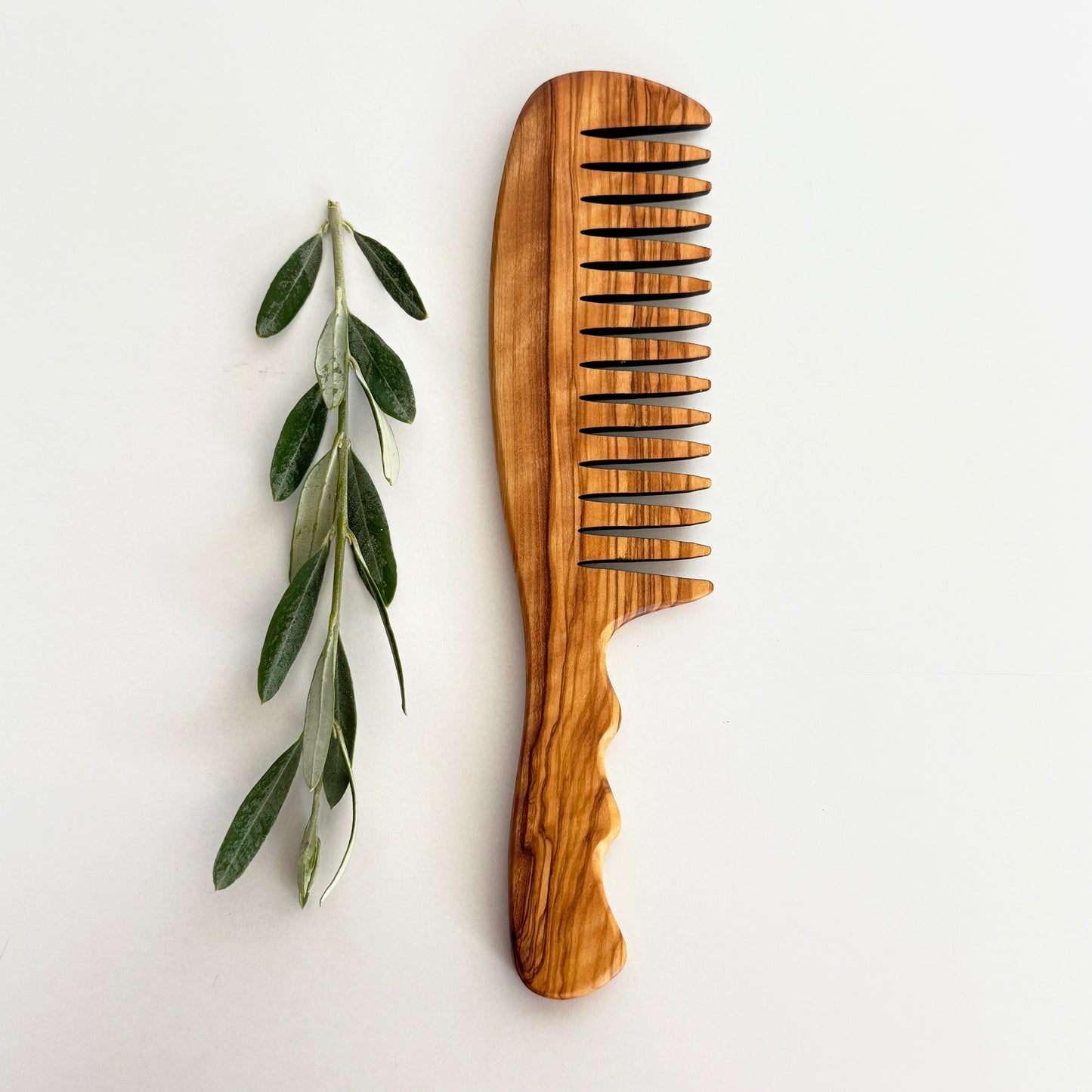 Zeytin Ağacı Geniş Dişli Tarak, El Yapımı Ahşap Saç Fırçası, Ahşap Tarak