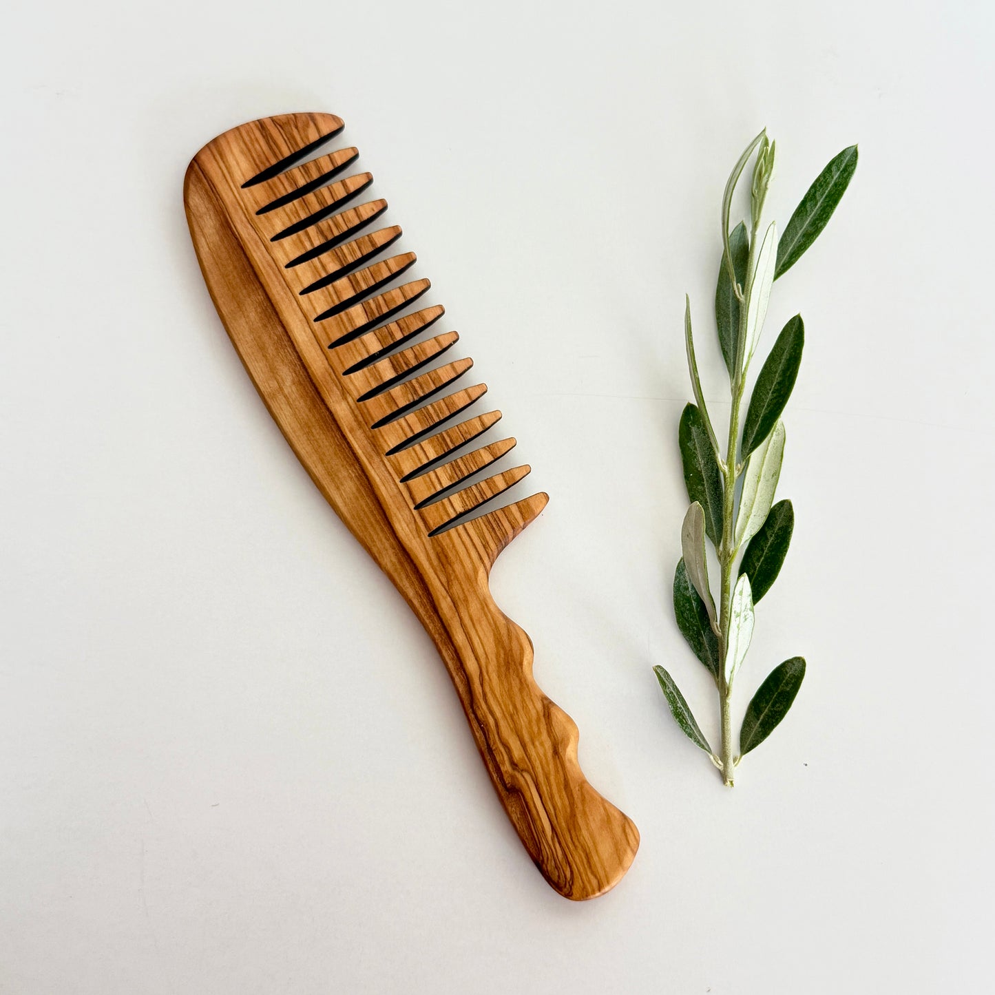 Zeytin Ağacı Geniş Dişli Tarak, El Yapımı Ahşap Saç Fırçası, Ahşap Tarak