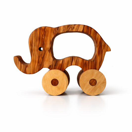 Olive Wood Toy Elephant, Wooden Toy Elephant, Enviroment Friendly Toy, Handmade Wooden Toy, Wooden Baby Toy, Vegan Toys, Chemical-free toys