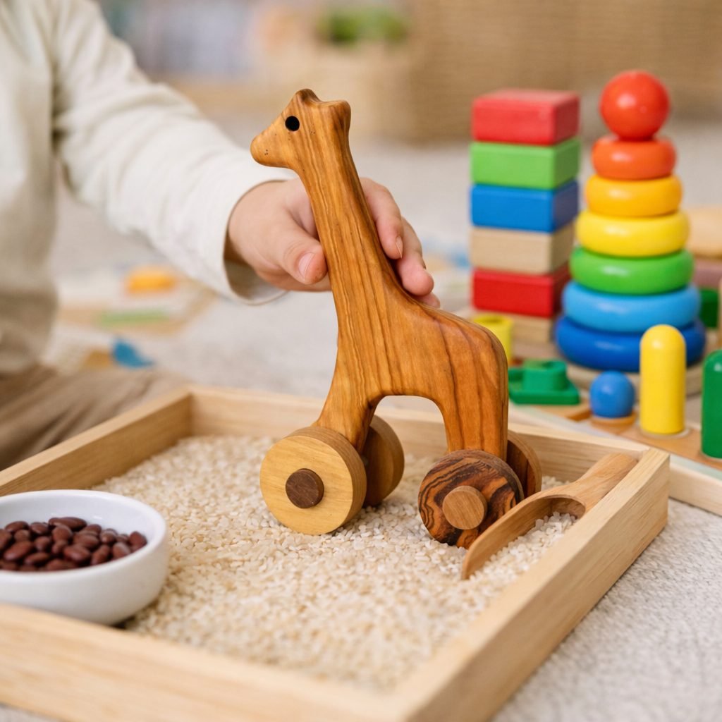 Olive Wood Toy Giraffe, Wooden Toy Giraffe, Enviroment Friendly Toy, Handmade Wooden Toy, Organic Toy, Vegan Toy, Authentic Toy