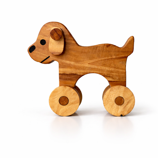 Personalized Handcrafted Olive Wood Toy Dog – Chemical-Free, Natural & Eco-Friendly Wooden Dog Toy for Kids