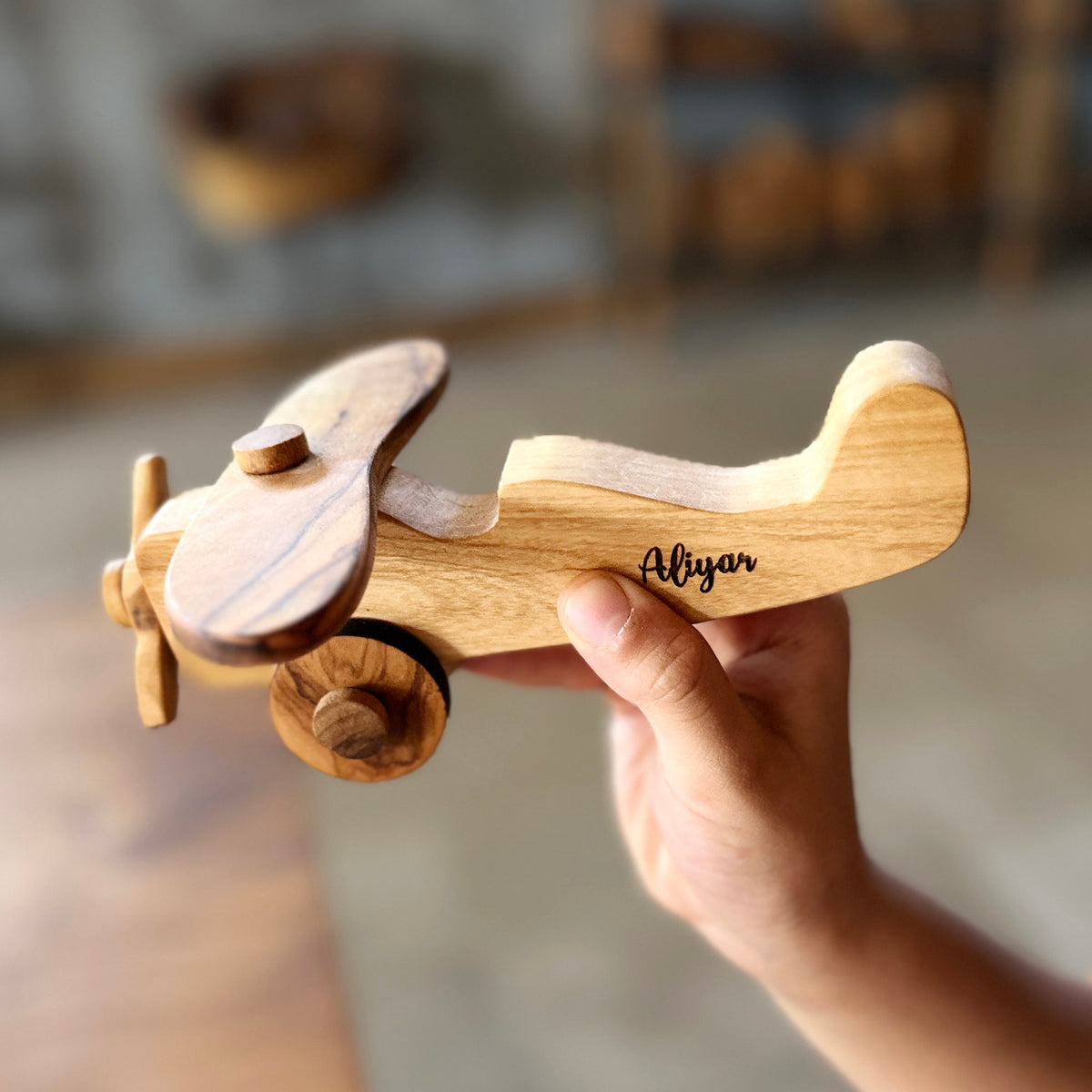 Olive Wood Toy Plane, Wooden Toy Plane, Enviroment Friendly Toy, Vegan Toy, Chemical Free Toy, Natural Wooden Toy, Safe Wooden Toys