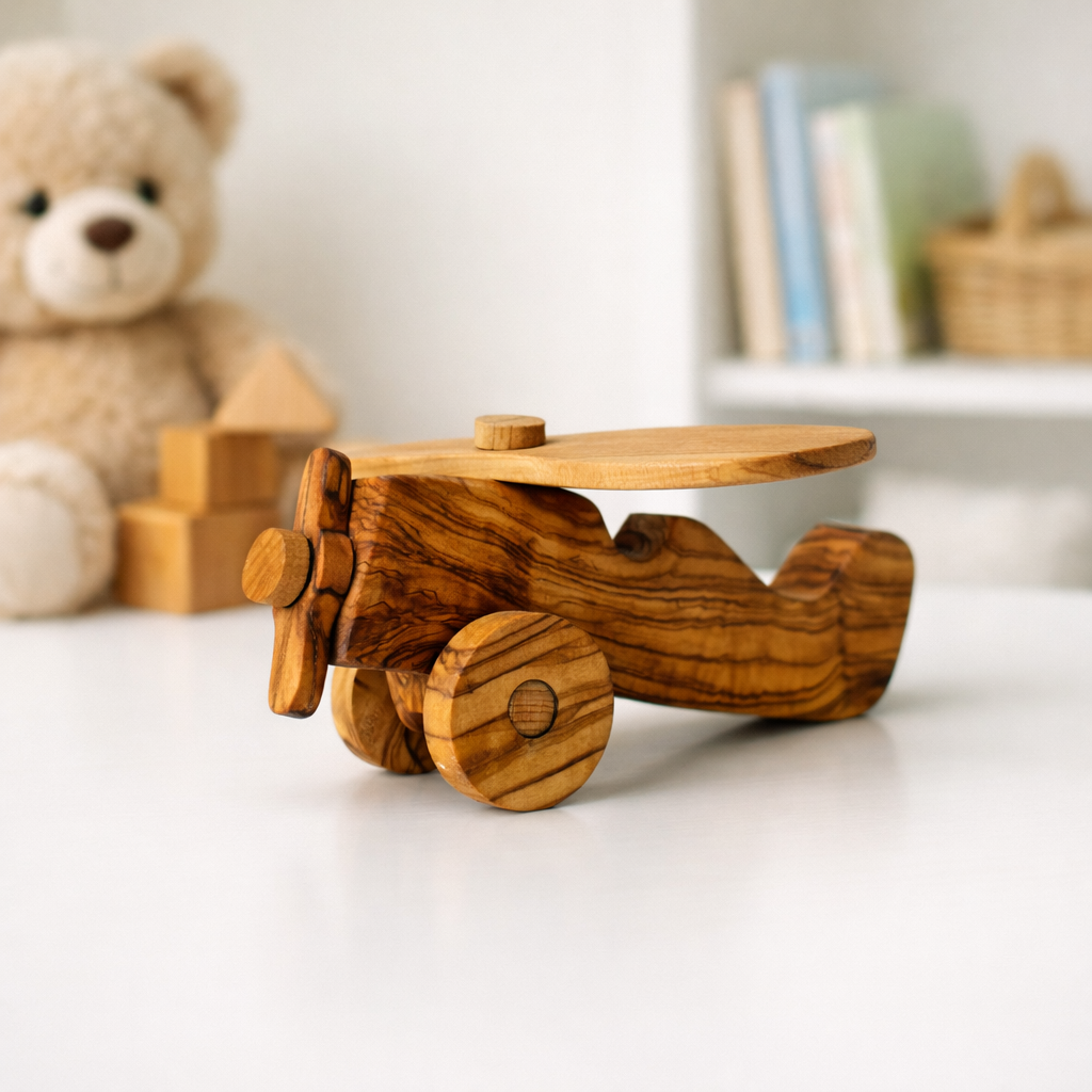 Olive Wood Toy Plane, Wooden Toy Plane, Enviroment Friendly Toy, Vegan Toy, Chemical Free Toy, Natural Wooden Toy, Safe Wooden Toys