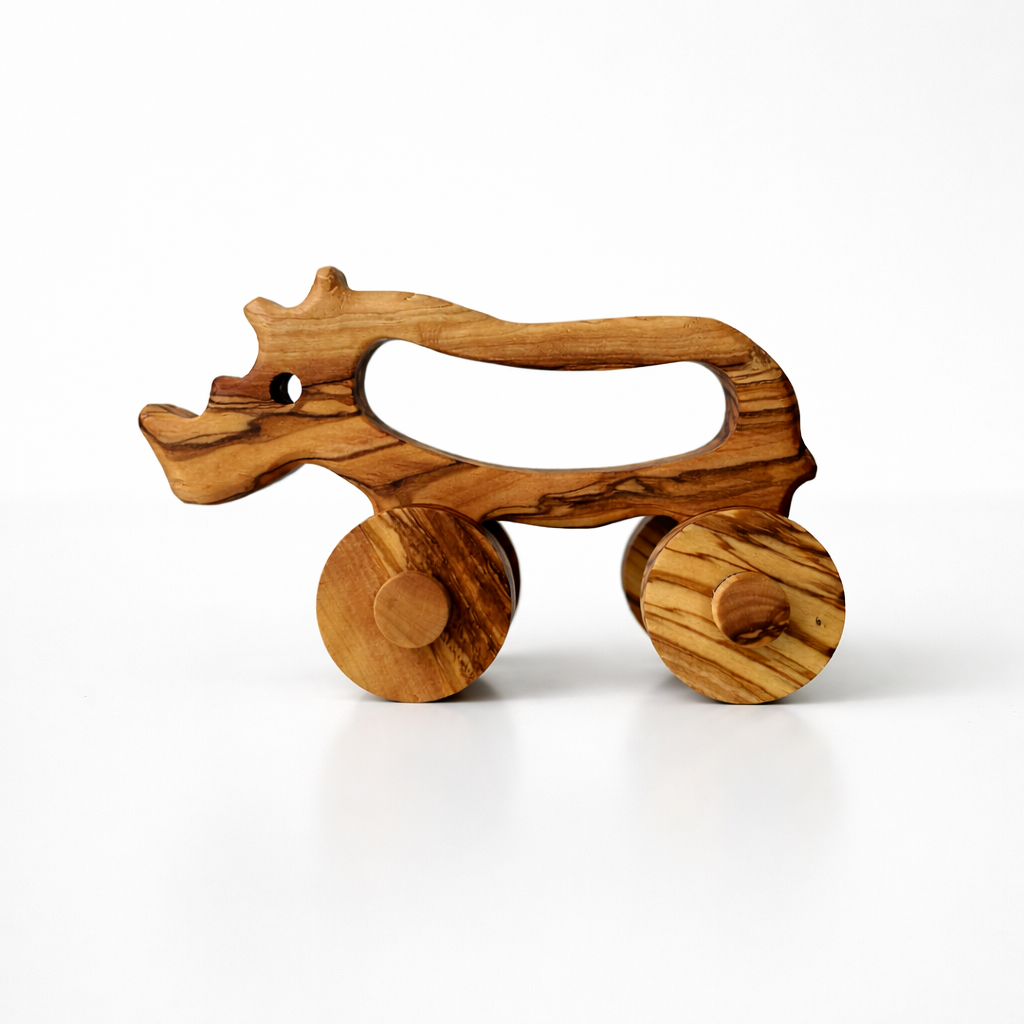Olive Wood Toy Rhino, Wooden Toy Rhino, Environment Friendly Toy, Vegan Toys, Healthy Baby Toys, Natural Wooden Toy, Safe toys for babies