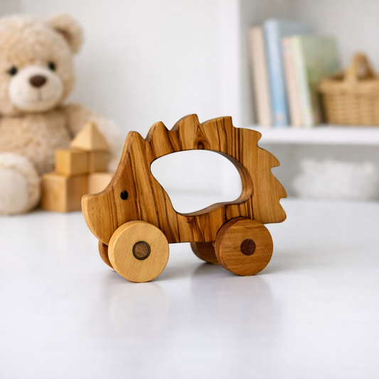 Olive Wood Toy Hedgehog, Wooden Toy Hedgehog