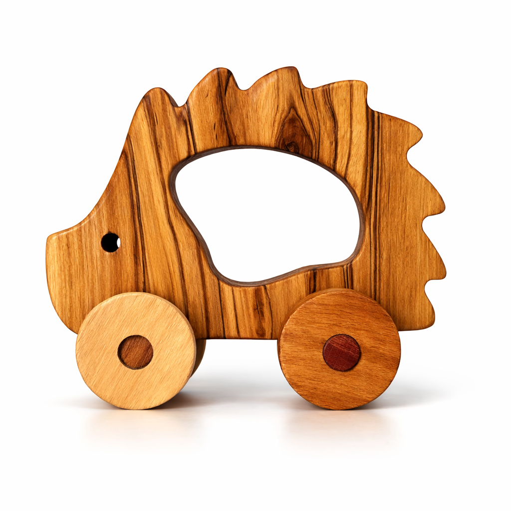 Olive Wood Toy Hedgehog, Wooden Toy Hedgehog