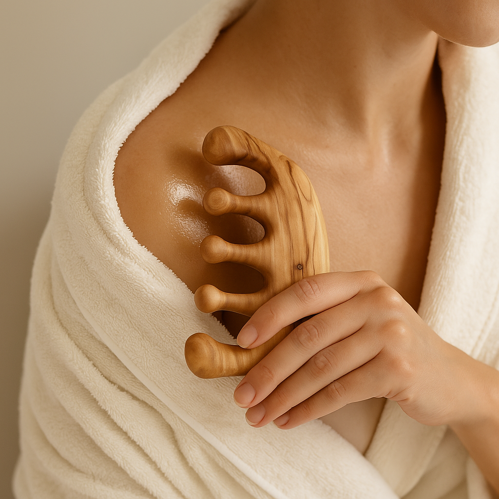 Olive Wood Gua Sha Massage Tool | Wooden Lymphatic Comb for Face & Body | Natural Muscle Tension & Circulation Relief