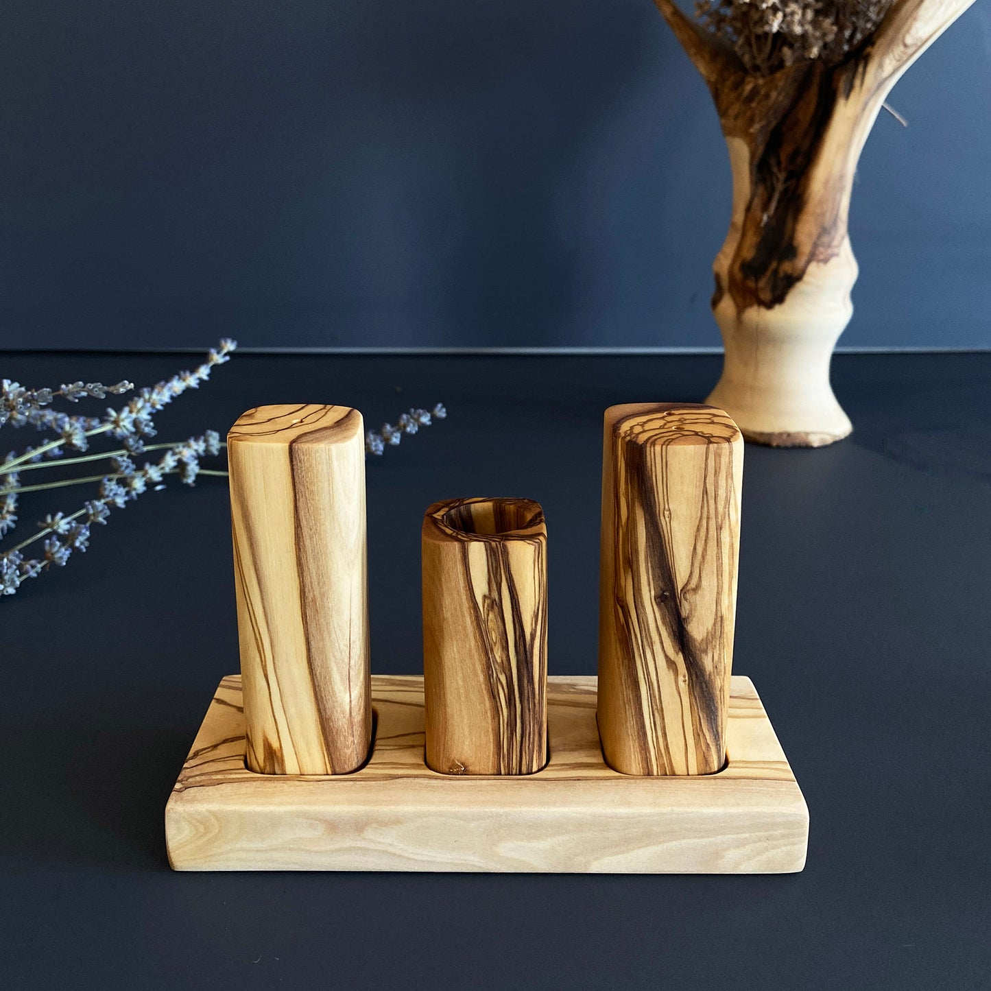 Olive Wood Salt & Pepper Shaker, Olive Wood Toothpick Holder, Authentic Wooden Napkin Holder, Natural Wooden Shaker Set