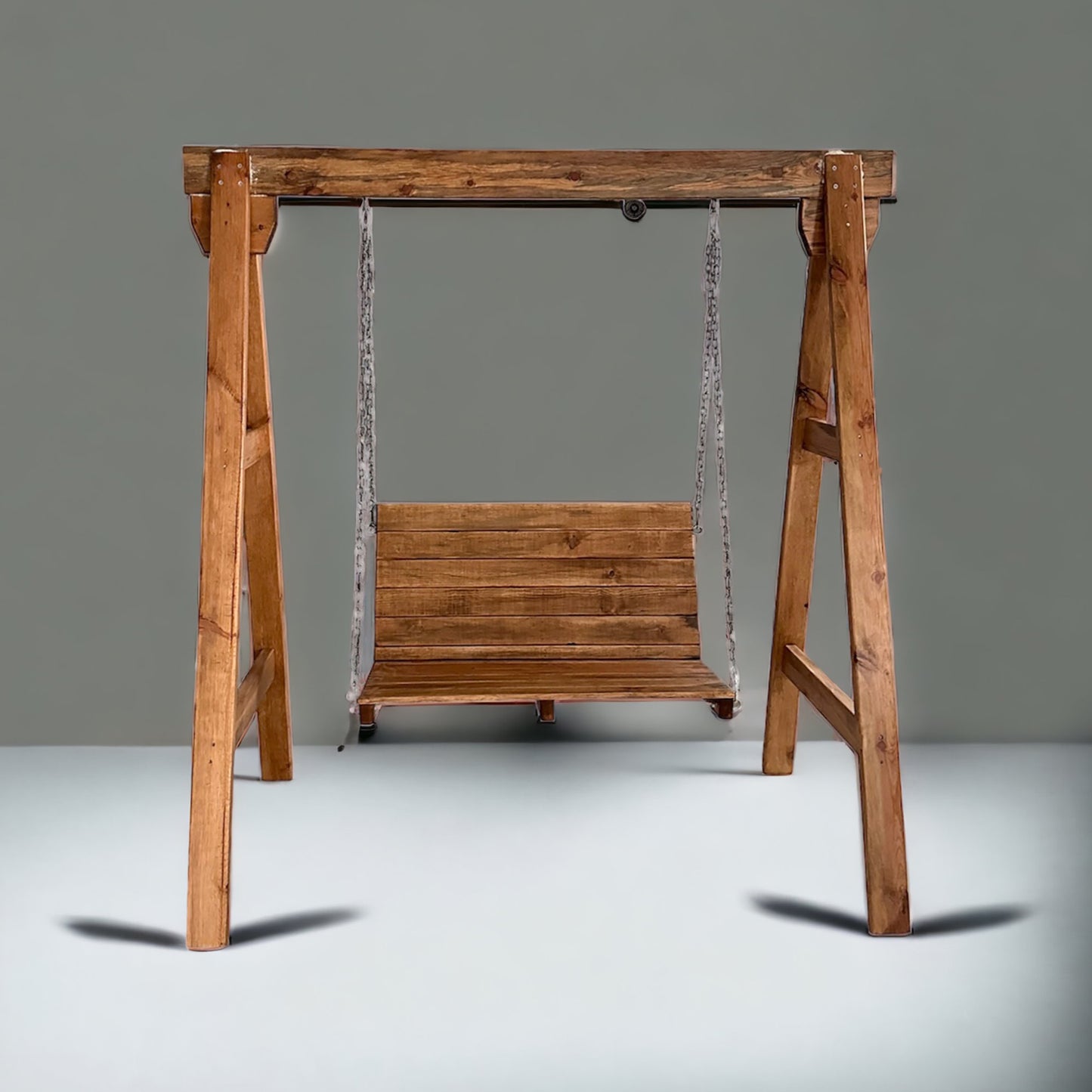 Olive Wood Double Swing, Comfortable and Stylish Swing For Your Garden and Terrace