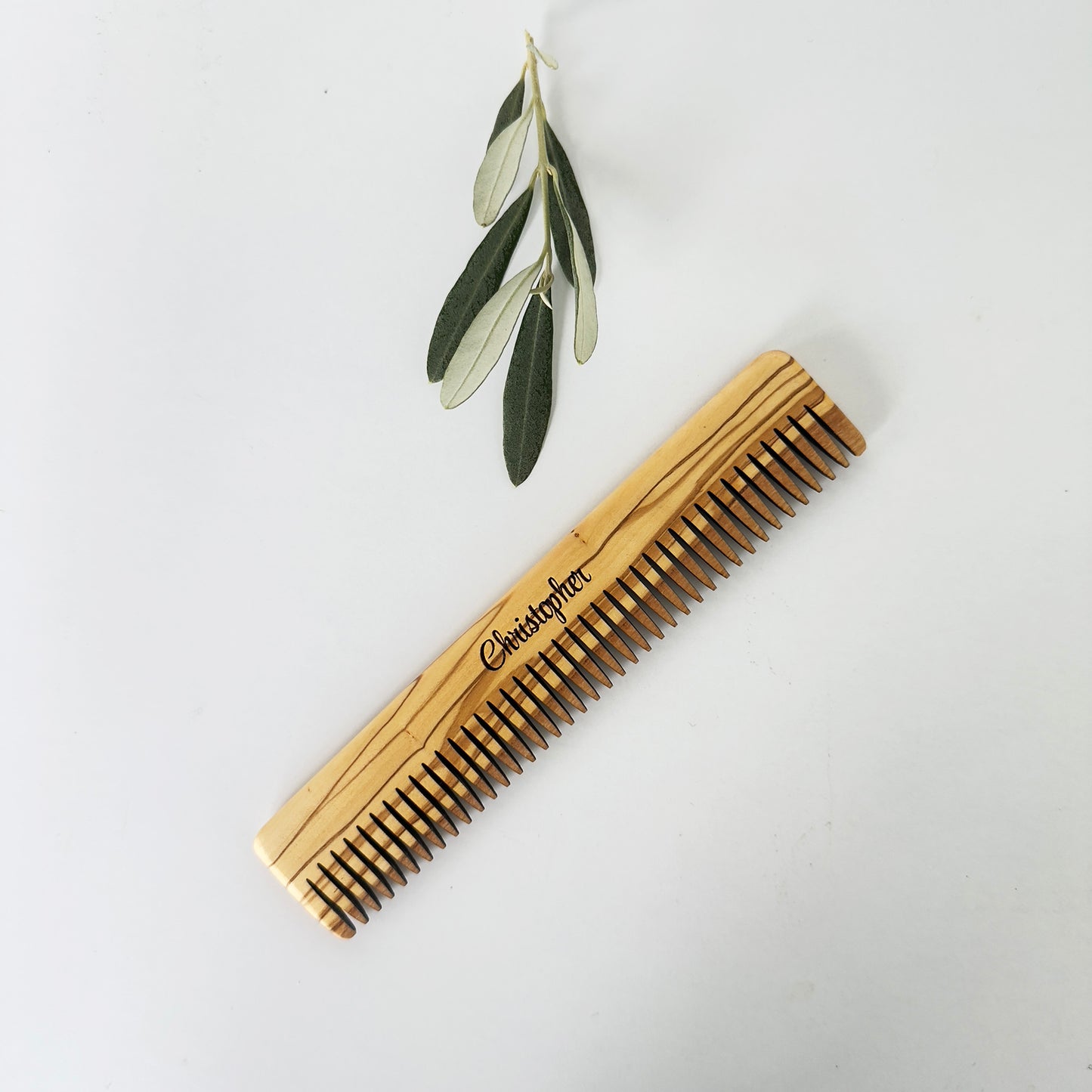 Handmade Olive Wood Comb for Men - Personalized Hair & Beard Grooming Tool - Eco-Friendly Gift