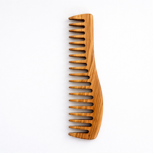 Hector Handmade Olive Wood Wide Tooth Comb – 17cm | Anti-Static, All Hair Types