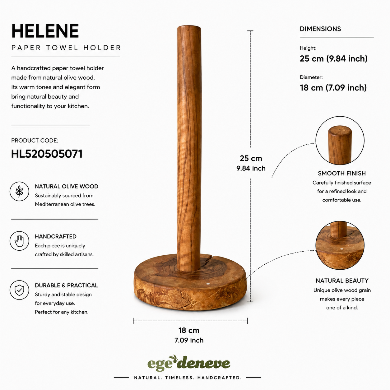 Helene Olive Wood Paper Towel Holder