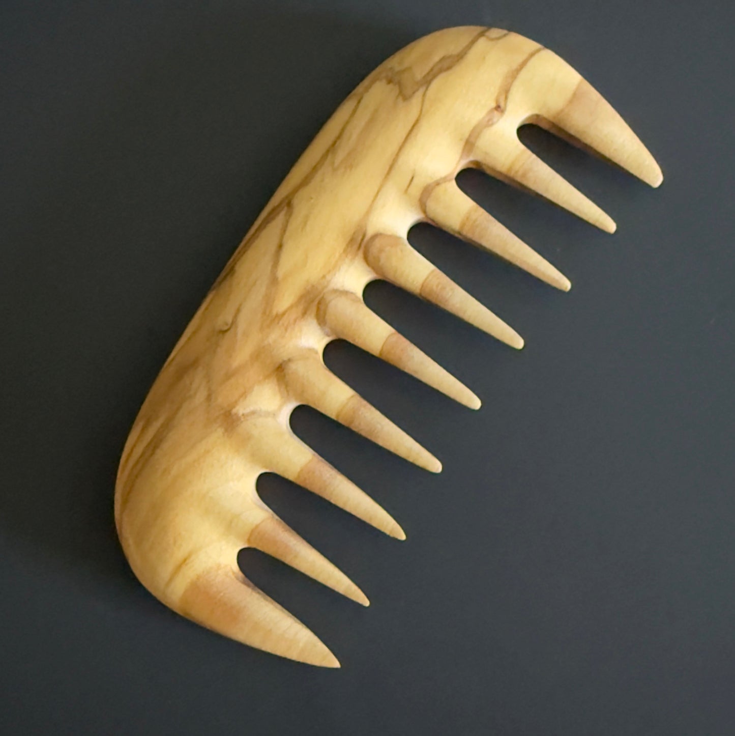 Olive Wood Wide-Tooth Comb – Special design, handmade wooden comb, Natural and Stylish