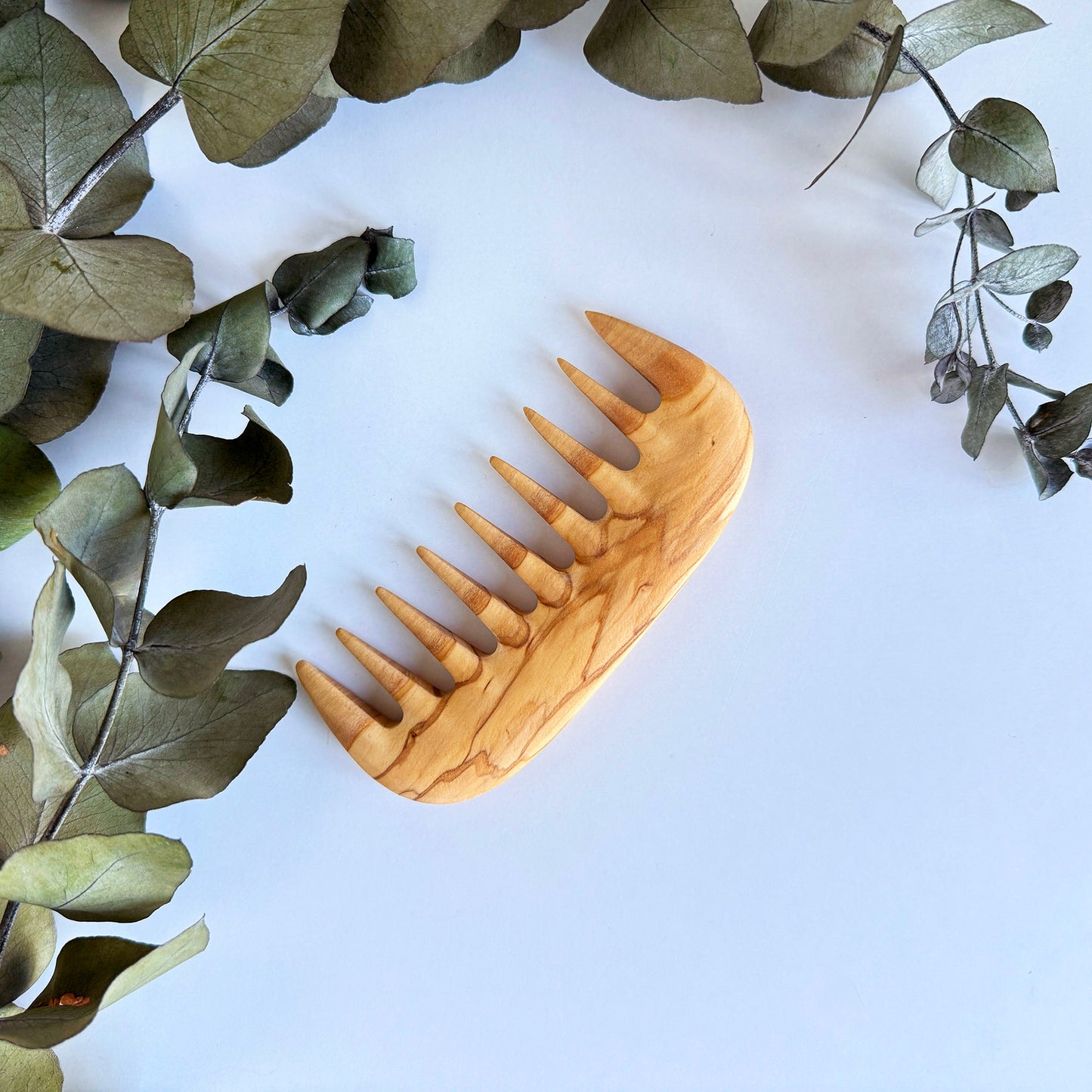 Olive Wood Wide-Tooth Comb – Special design, handmade wooden comb, Natural and Stylish