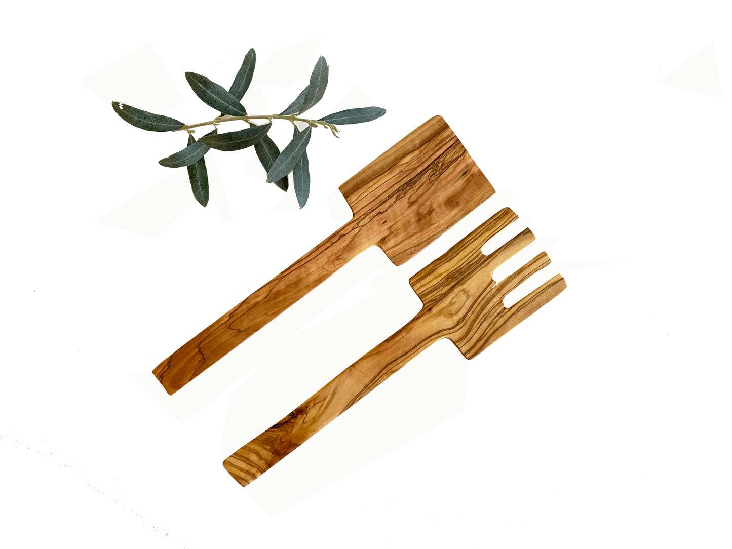 Elegant and Functional Olive Wood Serving Set, Wooden Spoon, Fork, Spatula