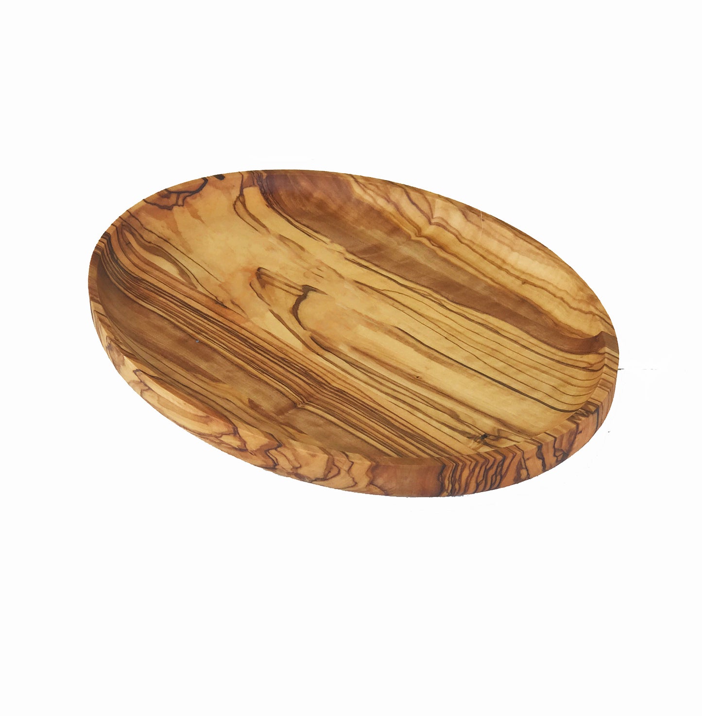 Olive Wood Elliptic Plates, Wooden Serving Plates for Fruit and Vegetables, Oval Snack Dishes