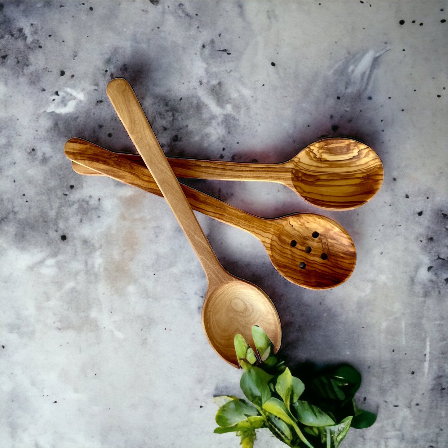 Functional and Elegant Spoon Set, Olive Wood Serving and Cooking Spoons